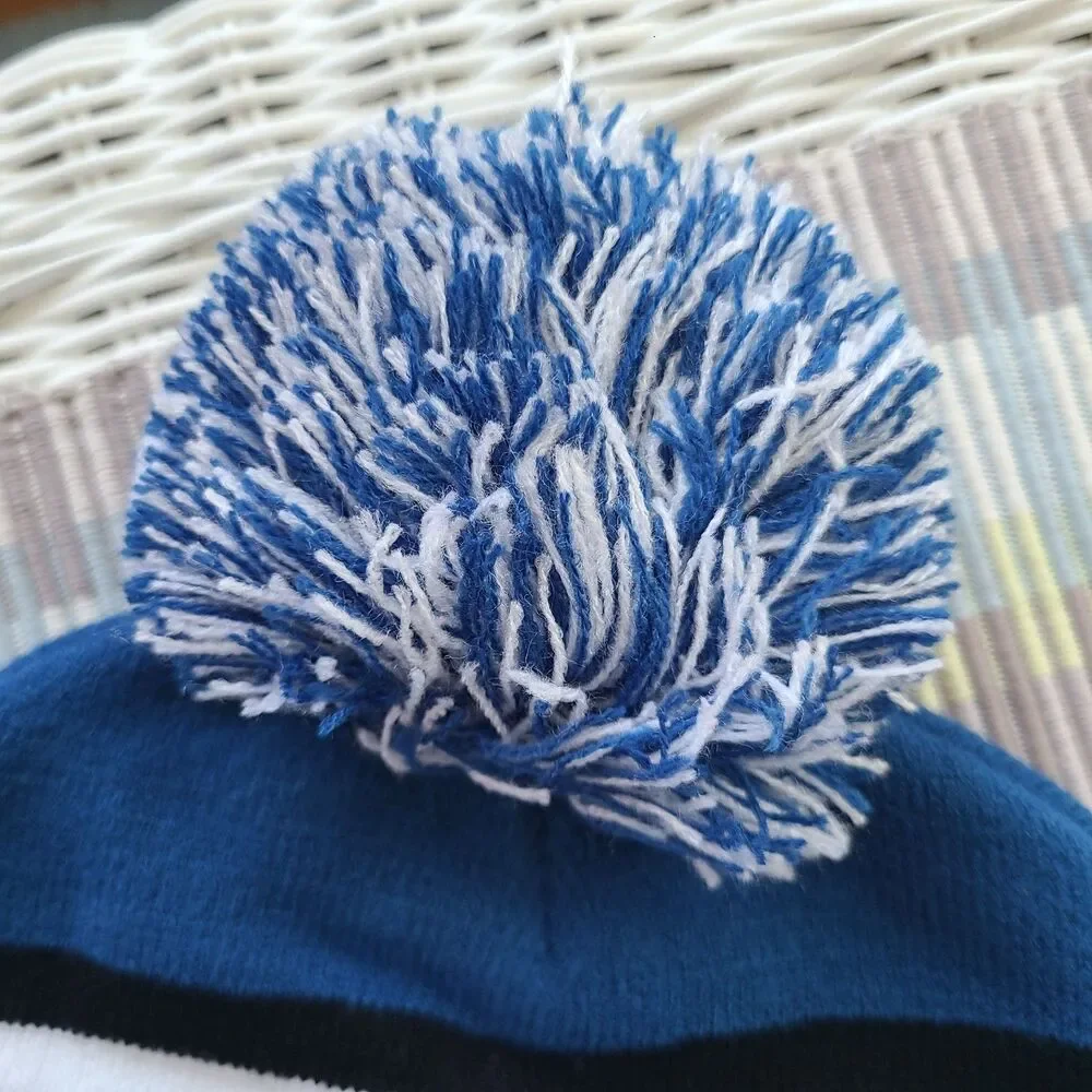 Indianapolis Colts NFL Lucas Oil Beanie Knit Cap With Pom Horseshoe Blue & White